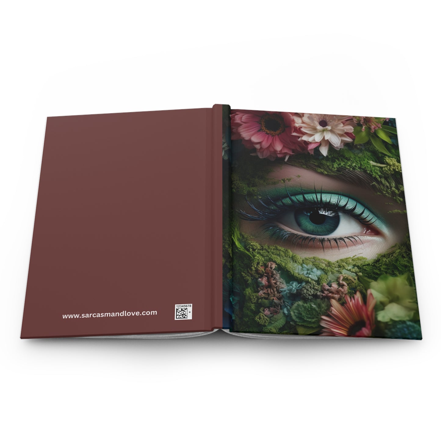 Hyperrealistic Eye Floral Hardcover Notebook | Journal with Moss & Flower Design | Artistic Diary | Creative Writing | Unique Gift Idea