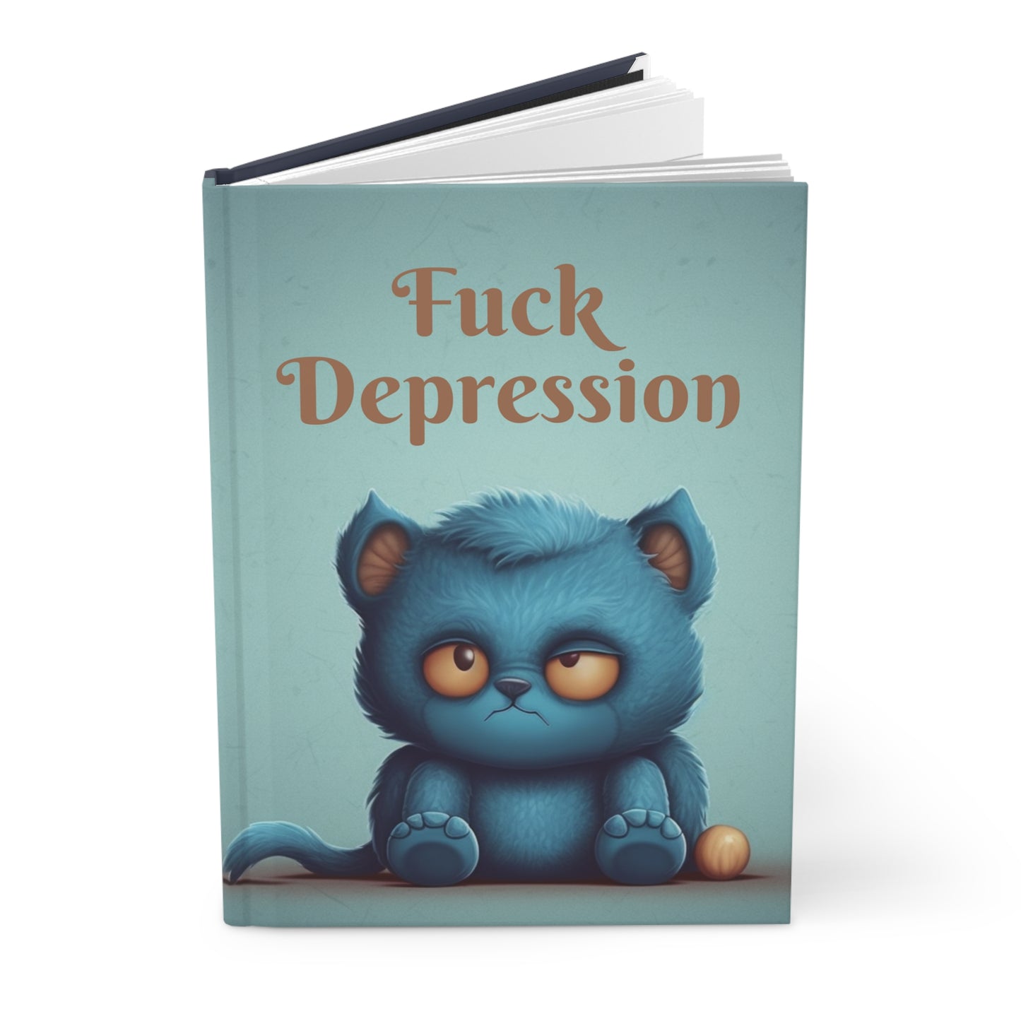 Uplifting Blue Cat Notebook Journal - Conquer Depression, Hardcover Journal for Mindfulness & Wellness, Inspiring Daily Self-Care Diary