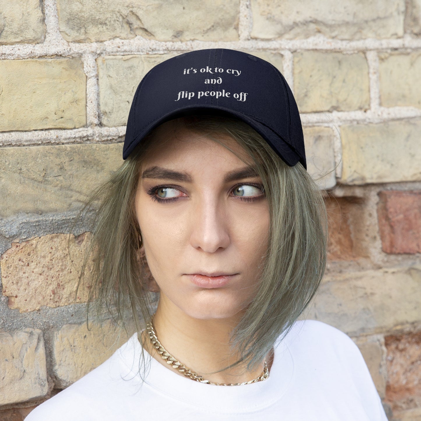 Expressive Freedom Embroidered Hat - "It's Okay to Cry and Flip People Off"