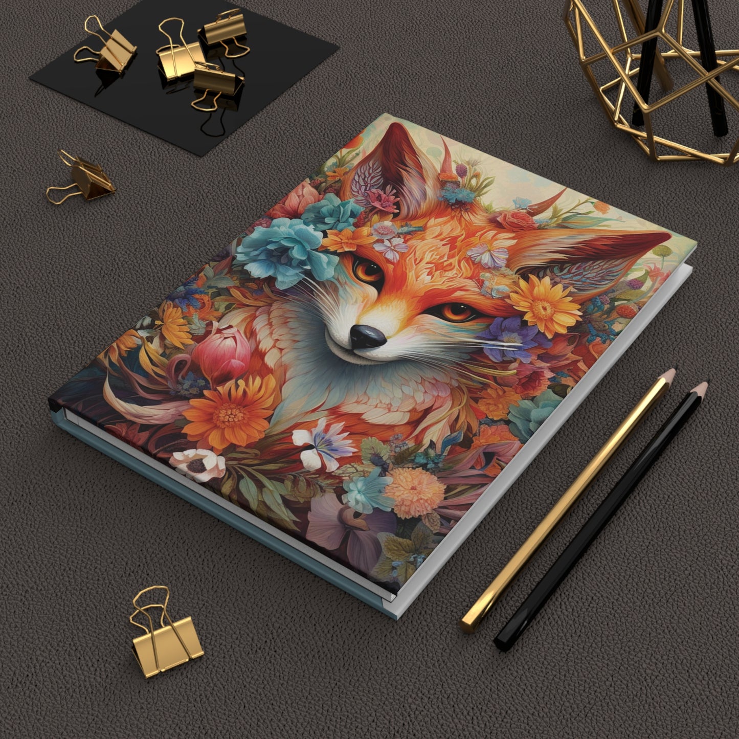 Floral Fox Hardcover Notebook - Artistic Journal, Lined, Creative Writing, Gratitude and Wellness Diary, Gift for Nature Lovers, 5.75"x7.5"