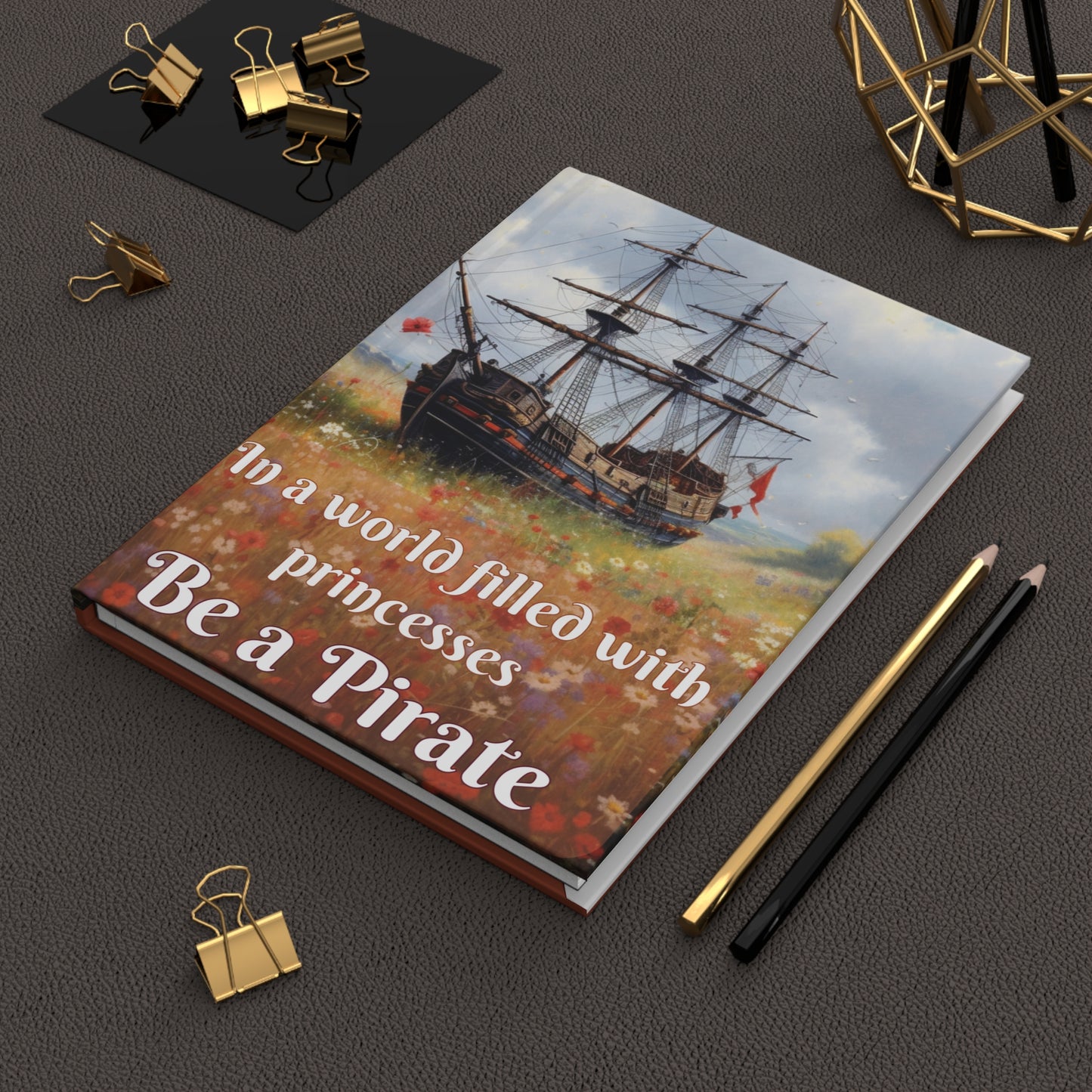 Pirate Adventure Hardcover Journal, Be Unique Notebook, Meadow Ship Design, Daily Reflection & Writing, Gratitude, Wellness, Self Care Diary