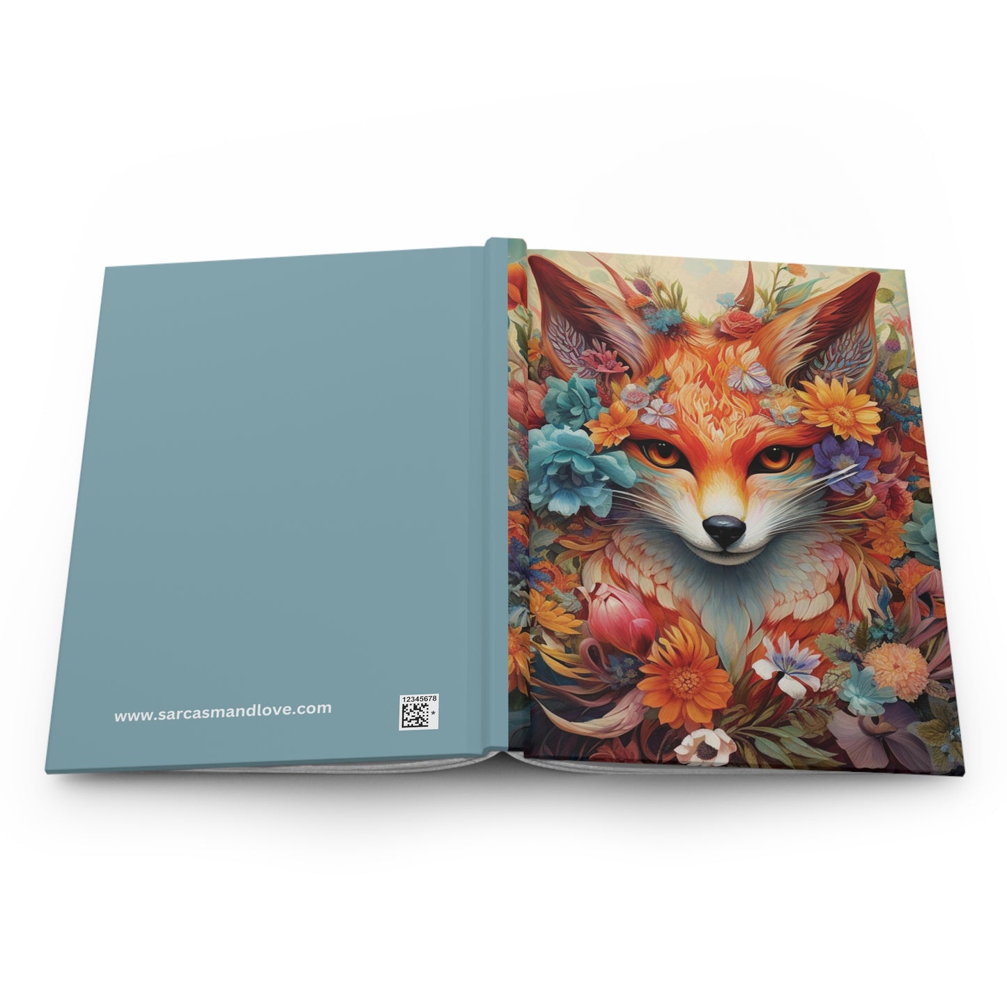 Floral Fox Hardcover Notebook - Artistic Journal, Lined, Creative Writing, Gratitude and Wellness Diary, Gift for Nature Lovers, 5.75"x7.5"