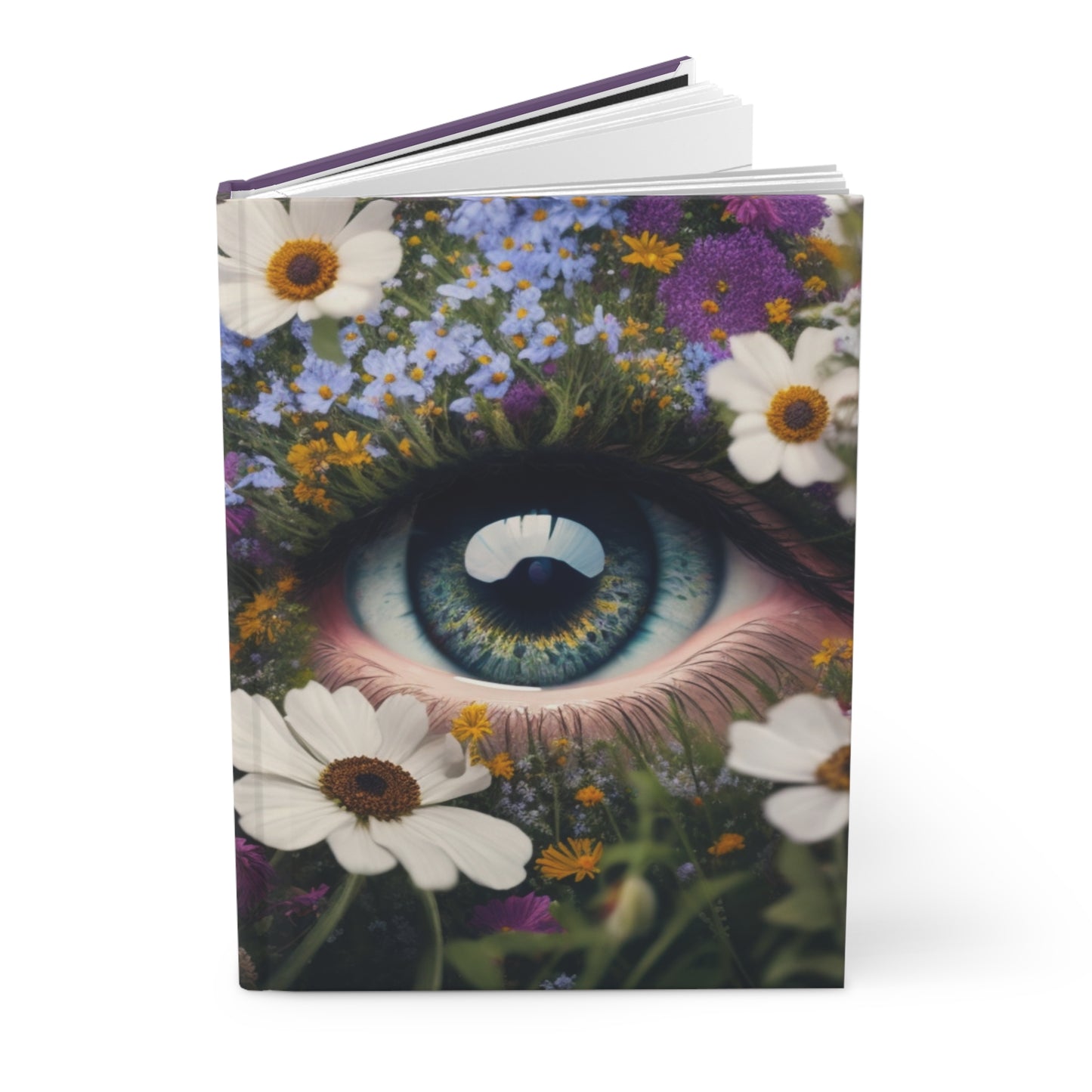 Wildflower Meadow Eye Hardcover Notebook, Unique Journal, Creative Reflections, Gratitude & Wellness, Self-Care, Desk Accessory, 5.75"x7.5"