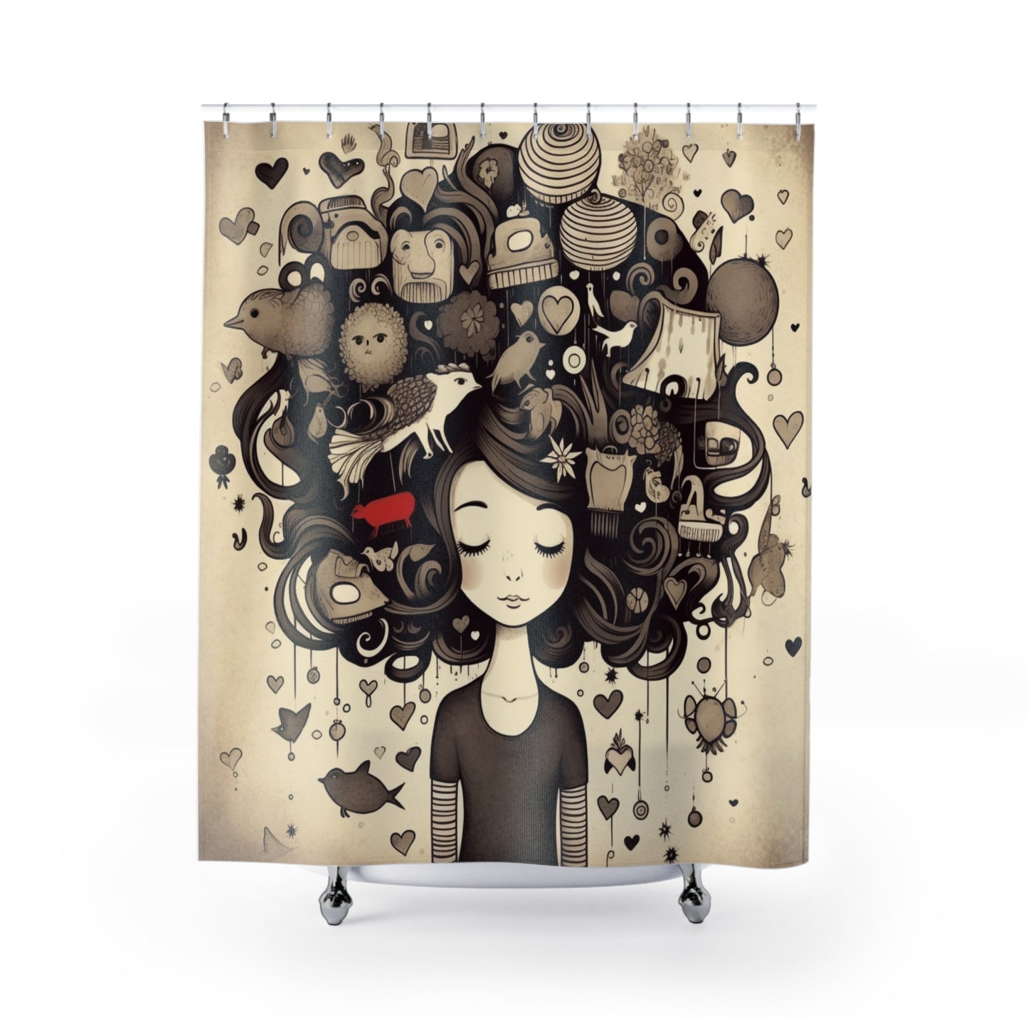 Find Tranquility in the Busy Mind Girl Shower Curtain