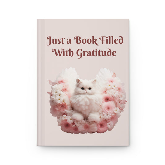 Gratitude Angel Cat Notebook - Hard Cover Floral Journal, Daily Reflection, Mindfulness, Self-Care, Wellness, 6 Month Diary, 5.75"x7.5"