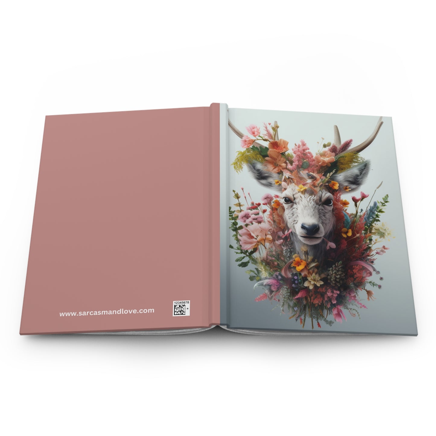 Deer Head Wildflower Hardcover Notebook - Gradient Design - Lined Journal - Self Care & Wellness Writing - Perfect Gift - Size 5.75"x7.5"