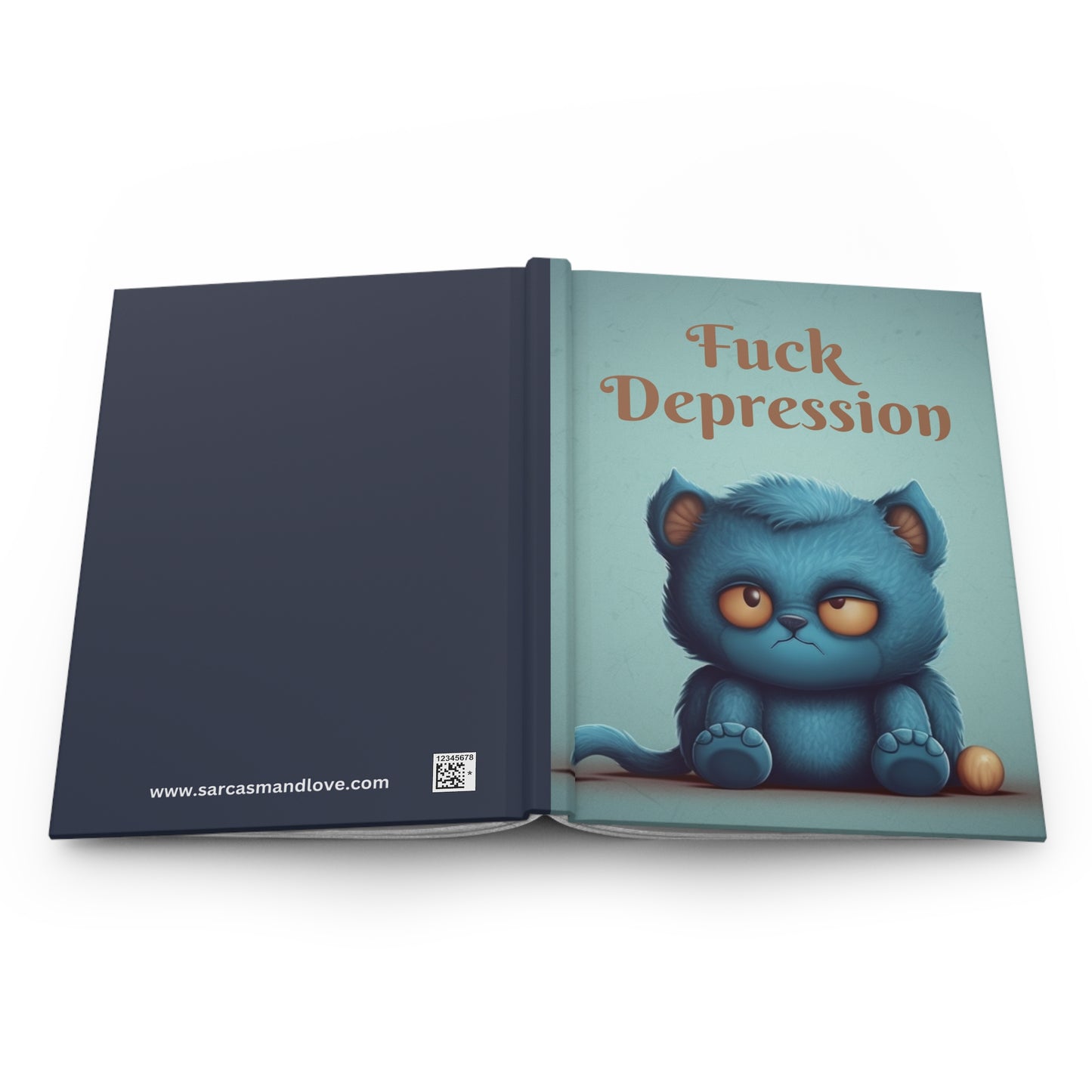 Uplifting Blue Cat Notebook Journal - Conquer Depression, Hardcover Journal for Mindfulness & Wellness, Inspiring Daily Self-Care Diary