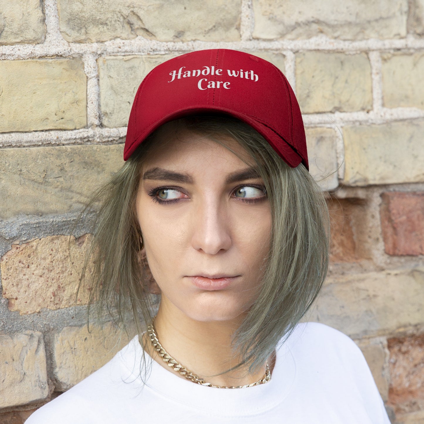 Handle with Care Embroidered Hat for Gentle Souls
